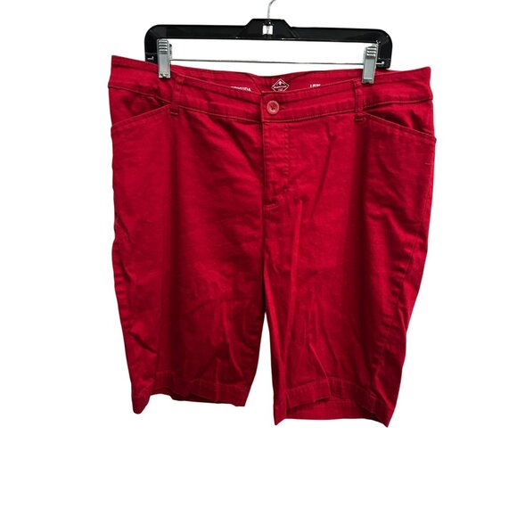 St. Johns Bay Womens Bermuda Shorts Red Plus Sz 18W Cotton Blend Summer Casual - Picture 1 of 10